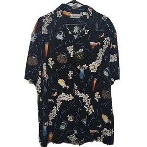 Caribbean Men's Button‎ Drinks Cocktails Front Pocket 2X Spring Summer Island